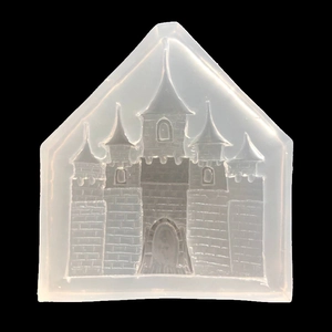 Macro detail of castle-shaped silicone mold showing intricate architectural textures