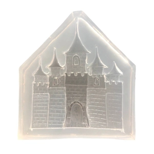 Translucent castle silicone mold for DIY resin craft with detailed architecture textures