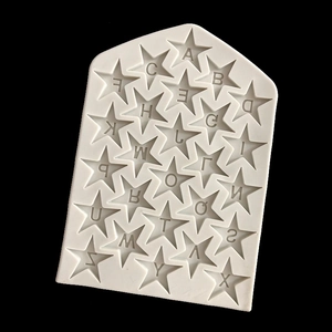 Star-shaped silicone mold with 26 English letter cavities for fondant cake decorations