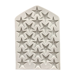 Star-shaped silicone mold with 26 English letters for fondant cake or chocolate decoration