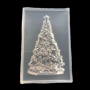 Macro detail of clear silicone Christmas tree mold for DIY resin and candle making