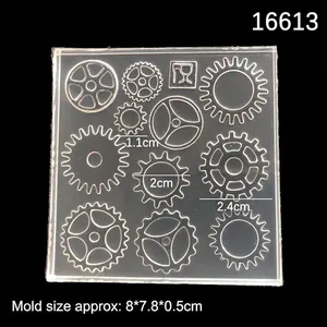 Square gear theme silicone mold for DIY resin jewelry making and steampunk art