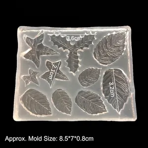 Mirror leaf silicone mold for resin art with detailed vein textures and clear dimensions