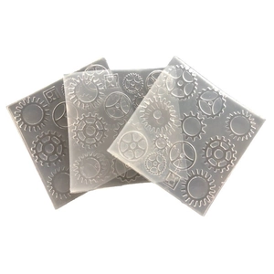 Three-piece set of steampunk gear texture embossing plates for clay and DIY crafts