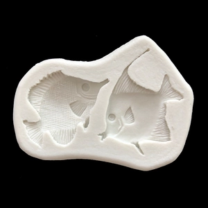 Dual tropical fish silicone mold with detailed scale patterns for DIY baking and crafts