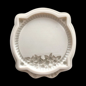 White silicone flower round frame mold for DIY fondant cake and chocolate crafting