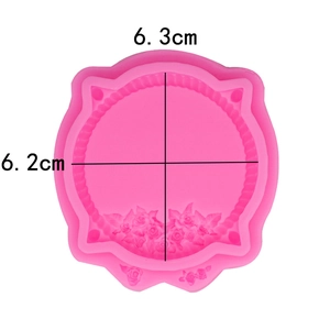 Macro detail of a 6.3cm pink floral round silicone mold for DIY cake and craft projects