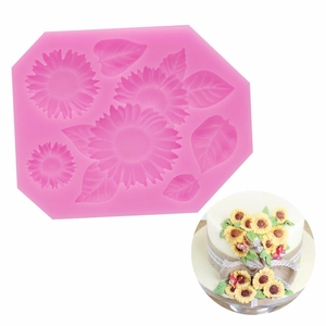 Sunflower Leaves Silicone Fondant Mold DIY Cake Decoration Sugarcraft Chocolate Candy Clay Molding Tool For Baking Pastoral Style