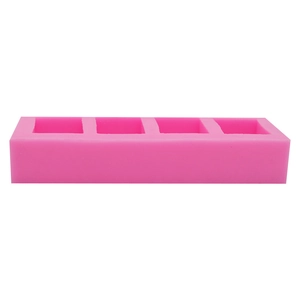Pink 4-cavity floral silicone mold for handmade soap, jelly and fondant cake decoration