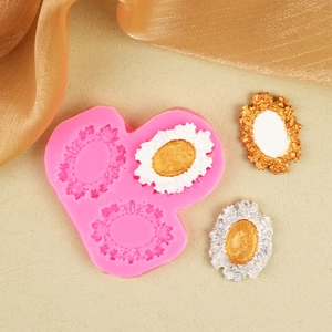 Pink silicone mold for retro vintage frame fondant cake decor and DIY clay resin crafts
