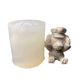 Moule en silicone chien teddy 3D avec chapeau et pull pour gâteau fondant et résine