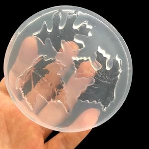 Macro view of translucent silicone maple leaf mold for DIY crystal epoxy resin jewelry
