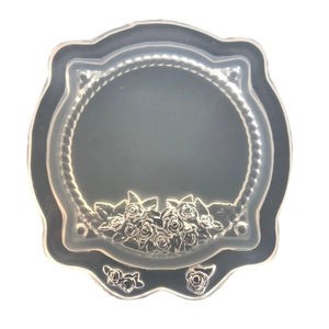 Silicone frame mold for DIY resin crafts featuring vintage borders and rose details