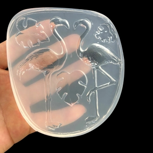 Stampo in silicone per fenicotteri e foglie di monstera con 5 cavità per resina
