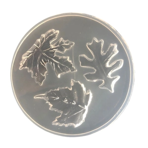Round silicone leaf mold for resin with maple and oak patterns for DIY jewelry craft