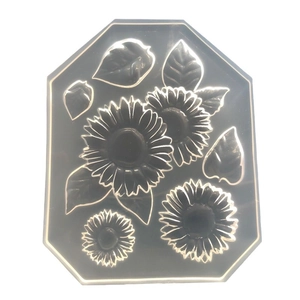Moule octogonal en silicone avec relief de tournesols et feuilles pour résine DIY