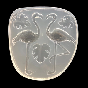 Stampo in silicone traslucido con forme di fenicottero e foglia di monstera per resina fai-da-te