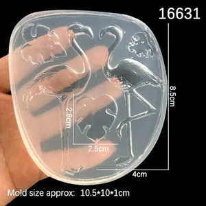 Stampo in silicone con fenicotteri e foglie tropicali per creazione di gioielli DIY