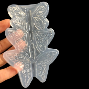 Translucent silicone butterfly resin mold for DIY jewelry with detailed wing textures