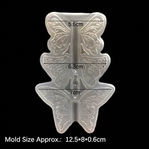 Translucent butterfly resin silicone mold for DIY crafts with three size compartments
