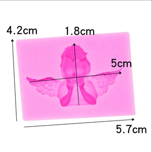 European angel relief silicone mold for fondant cake and clay with dimensions shown