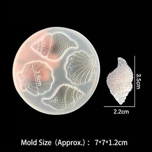 Translucent seashell silicone mold for resin jewelry with seashell finished product