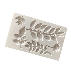 Silicone fondant mold with branch, vine, and rose patterns for DIY cake border decoration
