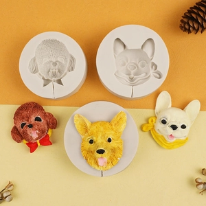 Silicone lollipop molds featuring Teddy, Bulldog, and Corgi shapes for cake and chocolate DIY