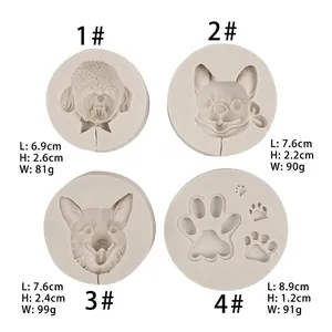 Silicone molds set for lollipop dog breeds like Poodle, Corgi, Frenchie and paw shape