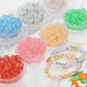 8mm gekleurde jelly glaskralen en handgemaakte kralenarmbanden op witte zijde