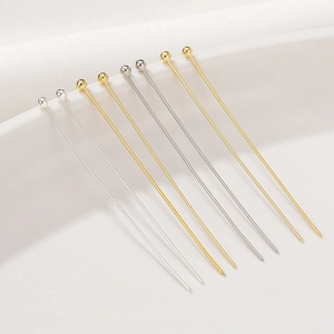 Alfileres de Cabeza de Bola de Cobre Galvanizado Oro 18K 14K Plata Joyería Alfileres para Creación de Pendientes DIY Accesorios