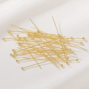 Alfileres de cabeza de bola bañados en oro 18K para joyería profesional DIY