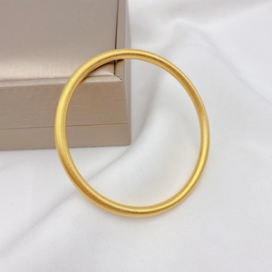 Bracciale Rigido Oro Opaco per Donna Retro Oro Sabbia Superficie Satinata Semplice Cerchio Solido Gioielli a Mano Accessorio Regalo