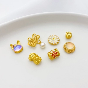 Cuentas Espaciadoras de Aleación Bañadas en Oro Antiguo Perla Artificial Strass Mariposa Margarita Dije para Fabricación de Joyas DIY