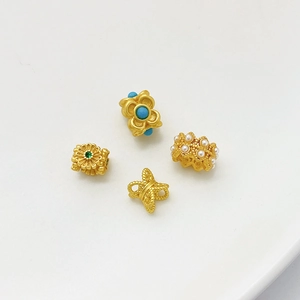 Cuentas de oro antiguo y espaciadores vintage con gemas para creación de joyas DIY