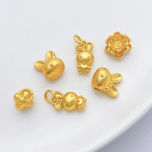Alloy Antique Gold Plated Rabbit Lotus Pumpkin Beads Pendants For DIY Bracelet Necklace Making Matte Gold Jewelry Finding Accessory