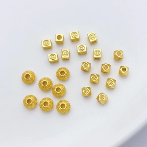 Golden lotus spacer beads and rabbit charms for handmade DIY jewelry bracelets
