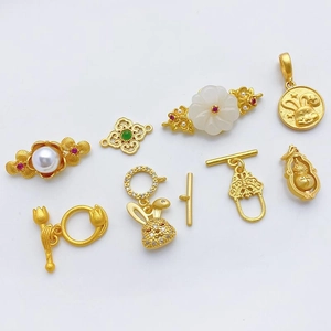 Goldener Hase und Tulpen OT-Verschluss mit Kürbis-Anhängern für DIY-Schmuck