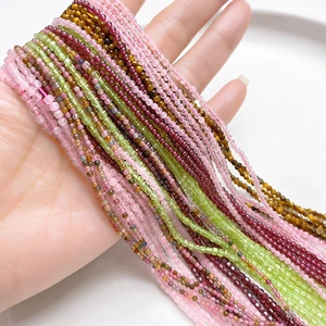 Piedras Naturales Cuentas Sueltas Cuarzo Rosa Granate Turmalina Redondas Cuadradas Facetadas Gemas para Creación de Joyas DIY Pulsera Collar Accesorios
