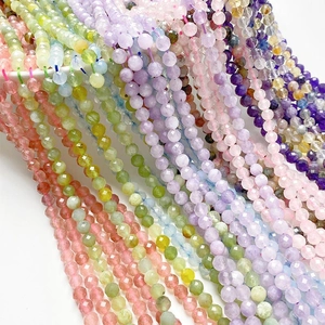 Strands of 6mm faceted colorful matte natural stone beads for DIY jewelry making