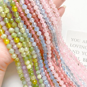 Strand of 6mm multi-color faceted natural stone beads for DIY jewelry making