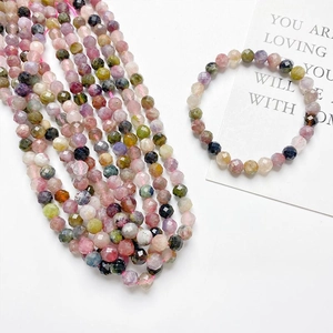 Faceted 6mm natural stone beads in assorted colors for DIY handmade jewelry and bracelet