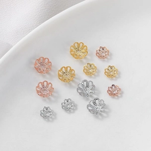 14K vergoldete hohle Blütenperlenkappen in Gold, Silber und Roségold für DIY-Schmuck