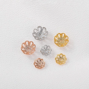 14K vergoldete hohle Perlenkappen für DIY Schmuckherstellung in Gold Silber Roségold