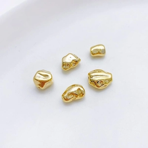 Cuentas de metal barrocas irregulares bañadas en oro de 14K para joyería DIY