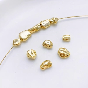 Cuentas Espaciadoras Irregulares Barrocas de Aleación Oro Plata Galvanizado Textura de Lava Forma de Piedra para Collar Pulsera DIY Accesorios de Joyería