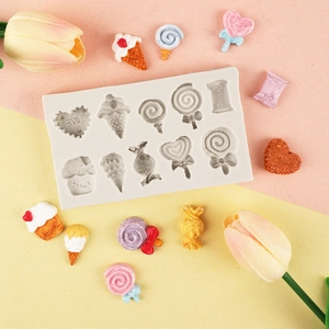 Candy Lollipop Ice Cream Shape Silicone Mold For Chocolate Cookies Fondant Cake Decoration DIY Handmade Baking Tool