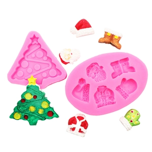 Siliconen vormen met kerstboom, kerstmuts en laarzen voor DIY fondant taart decor