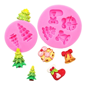 Siliconen kerstvorm voor DIY fondant en chocolade met kerstboom en klokjes vorm