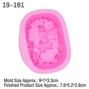 Pink silicone mold for girl on a swing cake toppers with size dimensions 9x7x3.3cm